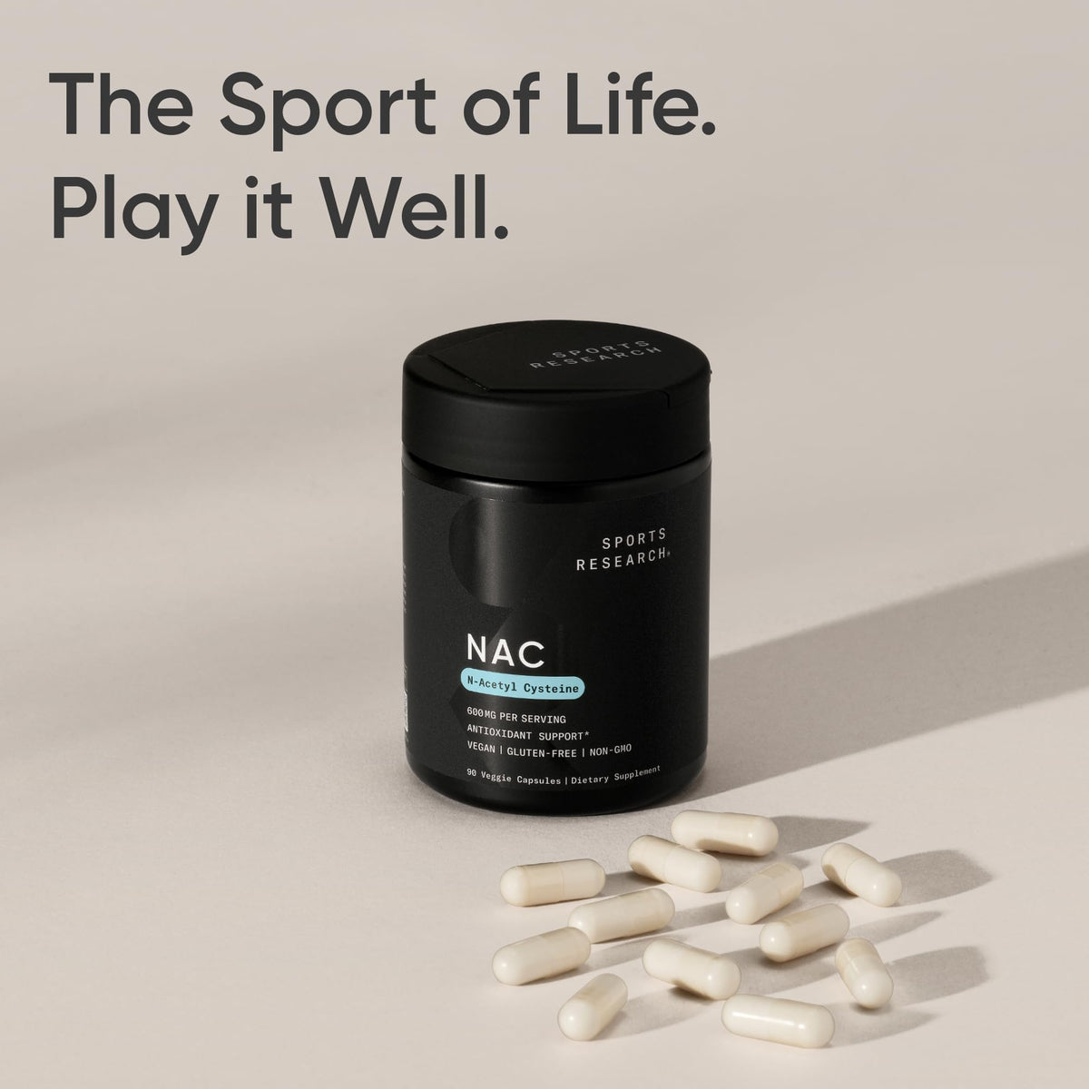 Sports Research Vegan NAC Supplement (N-Acetyl Cysteine) 600 mg - Supports Antioxidant Activity - NAC 600 mg - Non-GMO - 90 Capsules for Adults Daily Use Sports Research buy supplements Au