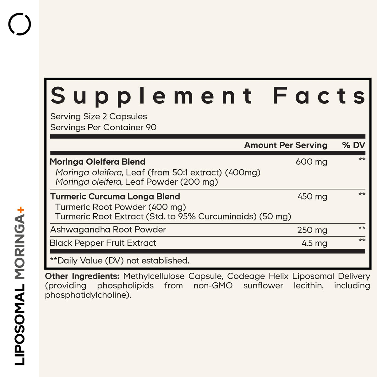 Codeage Liposomal Moringa+ Supplement, 400mg Moringa 50:1 Extract - Turmeric, Ashwagandha, Black Pepper, 3-Month Supply, Vegan Moringa Powder - 180 Capsules CodeageBuy Supplements Australia