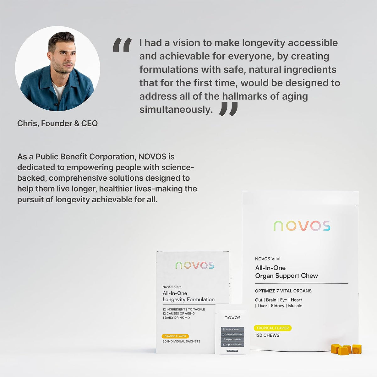 Novos Boost + Vital Cellular Vitality Stack – NMN Capsules & Nutritional Chews for Cellular Energy, Brain, Heart & Gut Support | Longevity Supplement Duo