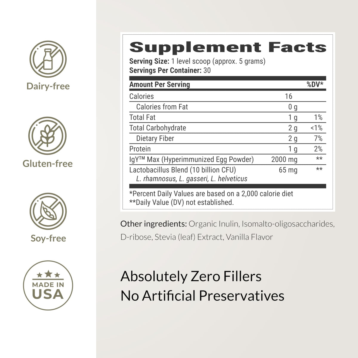 Microbiome Breakthrough™ Gut Support Powder – Vegetarian Vanilla – With Probiotics, Prebiotics, and IgY Max® – Source of L-Glutamine – Supports Digestive Comfort, Gas & Bloating Relief 30 Servings*