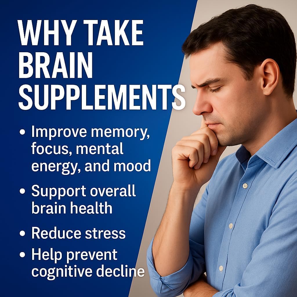 Ageless Brain Supplement for Memory and Focus, 60 Capsules | Mental Clarity & Cognitive Support Formula with Vitamins B6 & B12 | Supports Brain Health, Alertness & Daily Performance