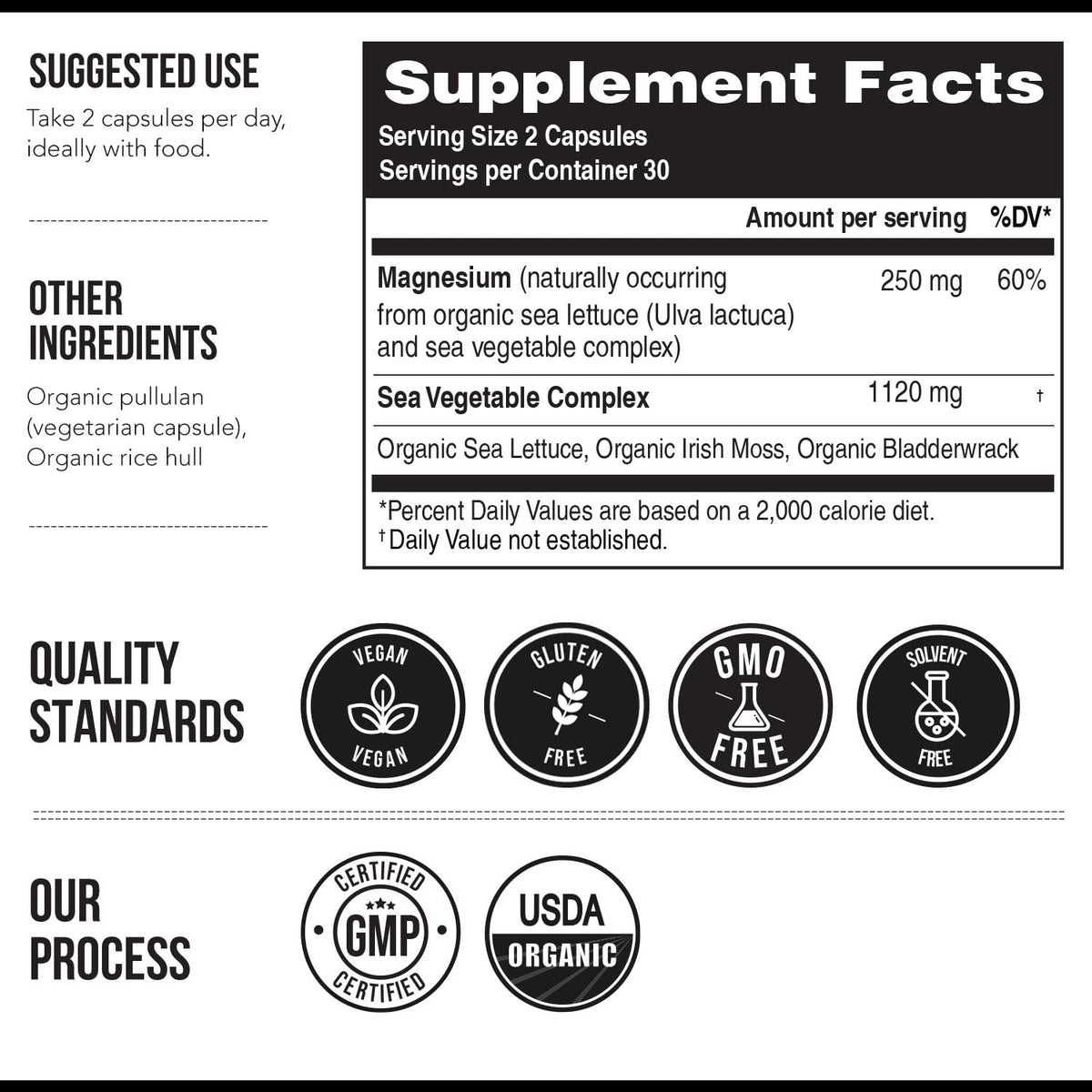 Organic Whole Food Magnesium Supplement - Plant-Based, Organic Sea Vegetable Complex - 250 mg Per Serving | Water Extracted | Gentle on Stomach | Supports Energy, Sleep, Muscle, Heart - 60 Capsules Triquetra Health buy supplements Au