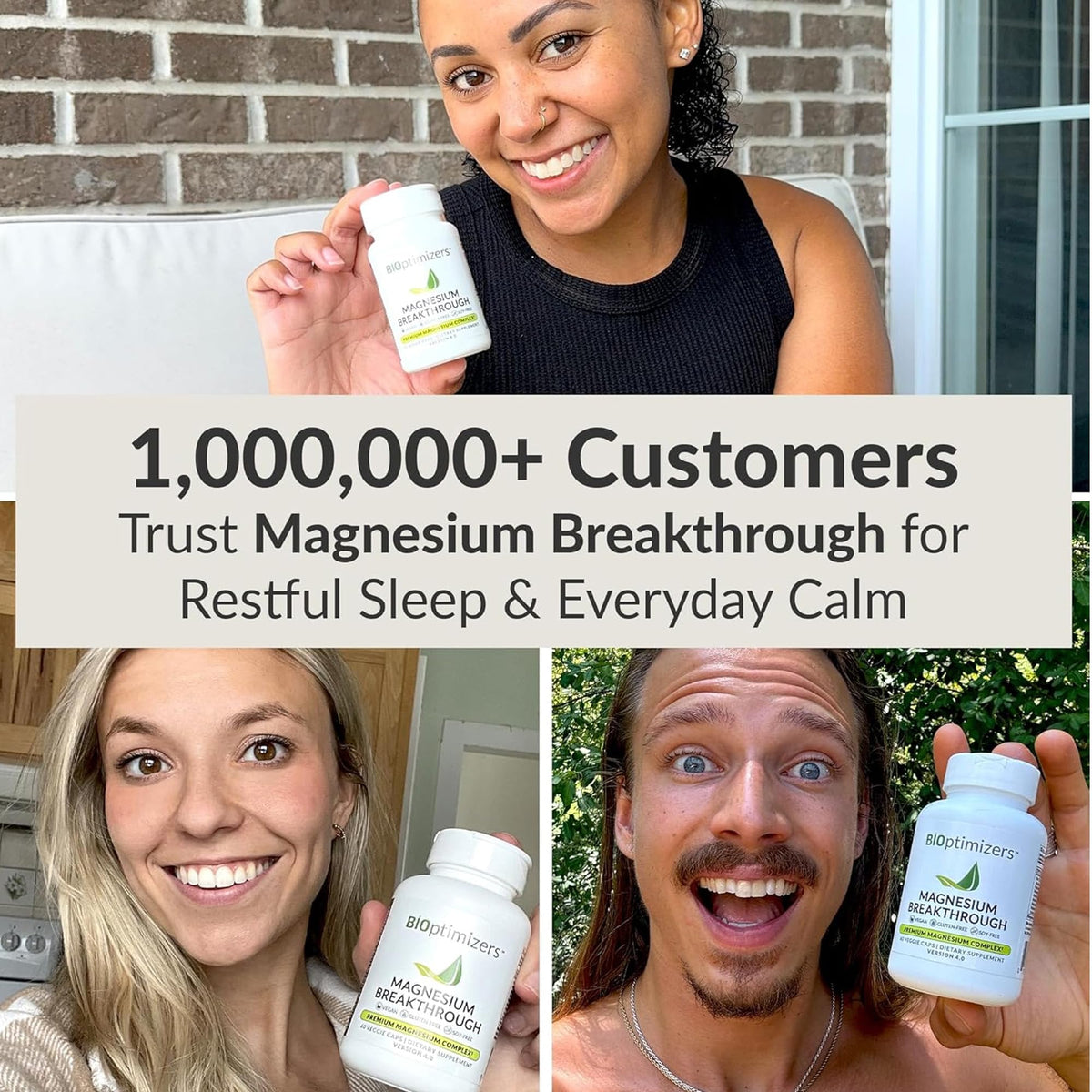 BIOptimizers Magnesium Breakthrough Supplement with 500mg - 7 Forms of Magnesium: Glycinate, Malate, Citrate, and More - Natural Support for Sleep and Cognitive Function -30 Capsules- Calming Vitamins BIOptimizers buy supplements Au