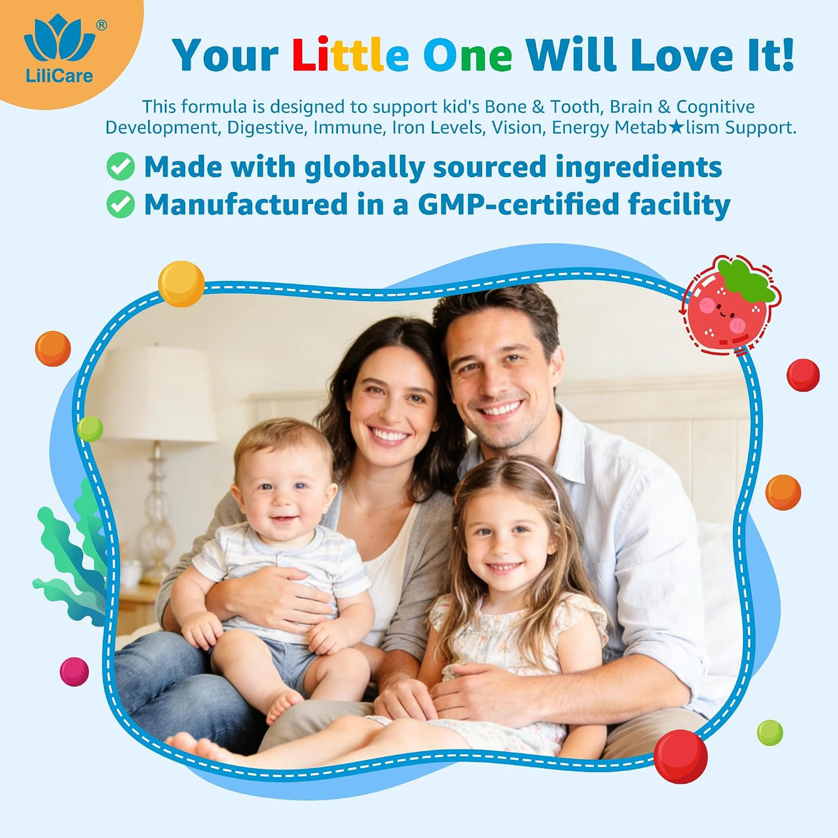 Toddler 2-3 & Kids 4+ Multivitamin Gummies w/ Iron, Omega-3, ARA, Calcium, Prebiotic, Methylated Picky Eater Vitamins for Kids 2+ Growth & Development | Vitamin C, D3 K2, B12, Methylfolate, Sugar Free