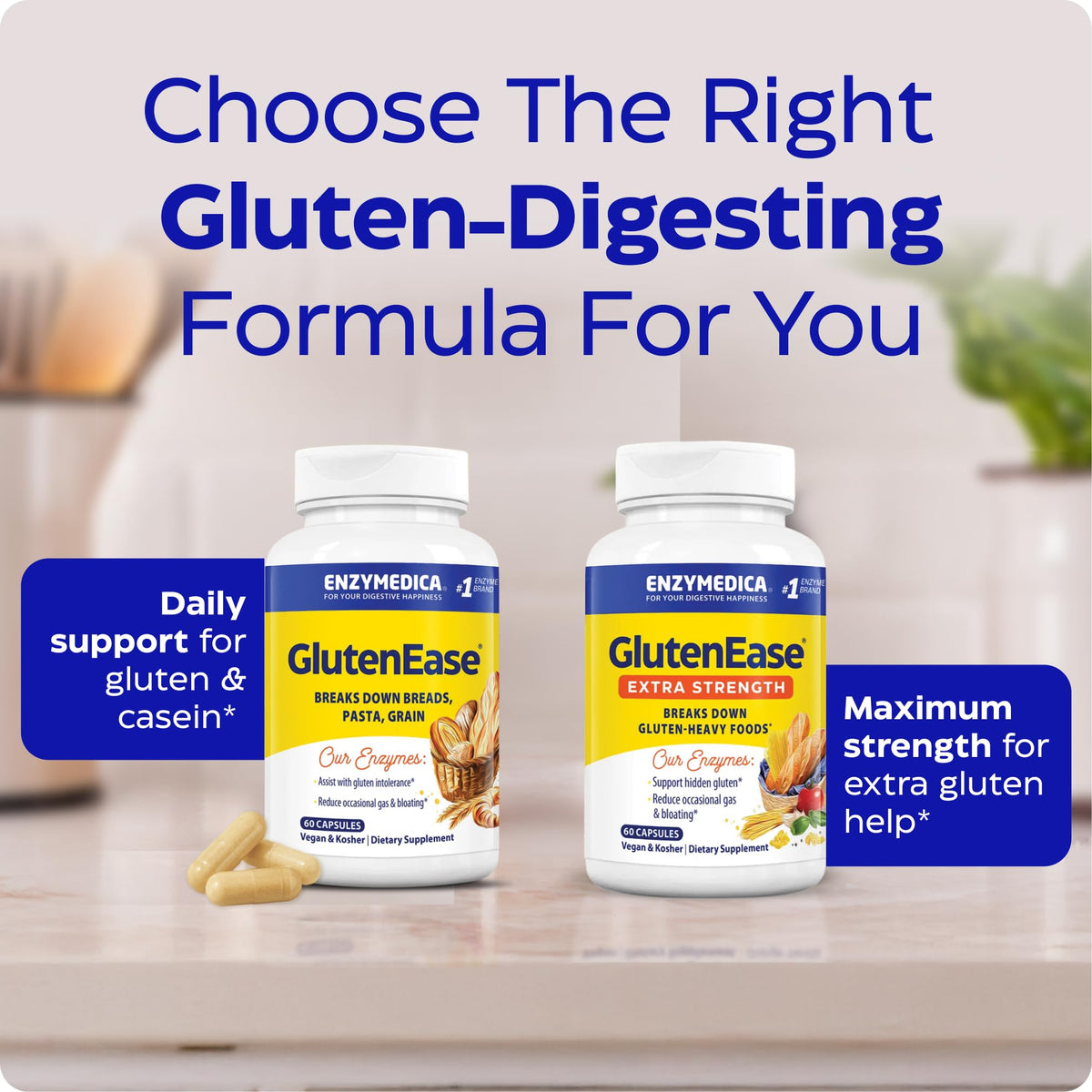 Enzymedica GlutenEase - Digestive Enzyme Supplement for Women & Men, Gluten & Casein Sensitivity Support, Enzymes for Digestion & Gut Health
