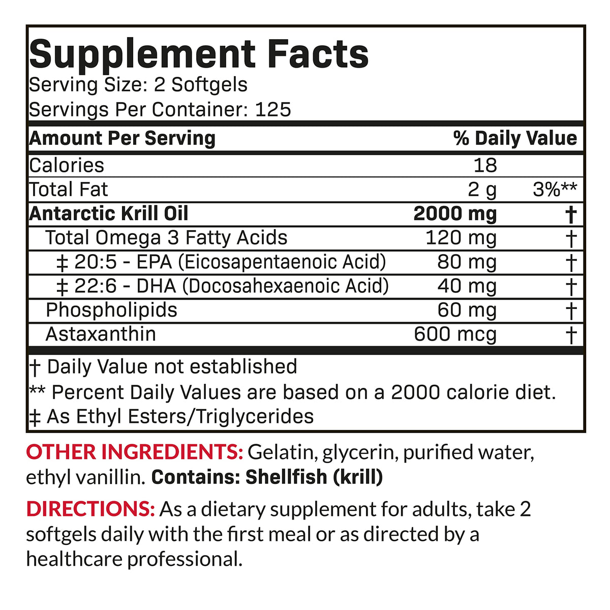 Futurebiotics Antarctic Krill Oil 2000mg with Astaxanthin, Omega-3s EPA, DHA and Phospholipids - 100% Pure Premium Krill Oil Heavy Metal Tested, Non GMO – 120 Softgels