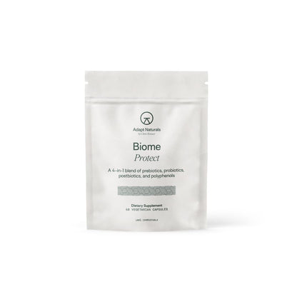 Adapt Naturals 4-in-1 Biome Protect Prebiotics, Probiotics Supplement Postbiotics & Polyphenols for Microbiome, Gut Health & Defense for Women & Men, 30 Day Supply