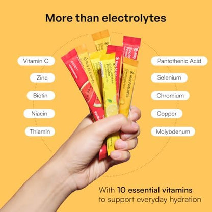 KEY NUTRIENTS Electrolytes Powder Bundle, Blue Raspberry 90 Servings + Electrolyte Powder Packets Variety Pack 10 Count, Sugar Free Hydration Drink Mix with Vitamins & Minerals, No Calories