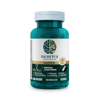NEURIVA Ultra Decaffeinated Clinically Tested Supplement for Mental Alertness, Memory, Focus & Concentration, Cognivive, Neurofactor