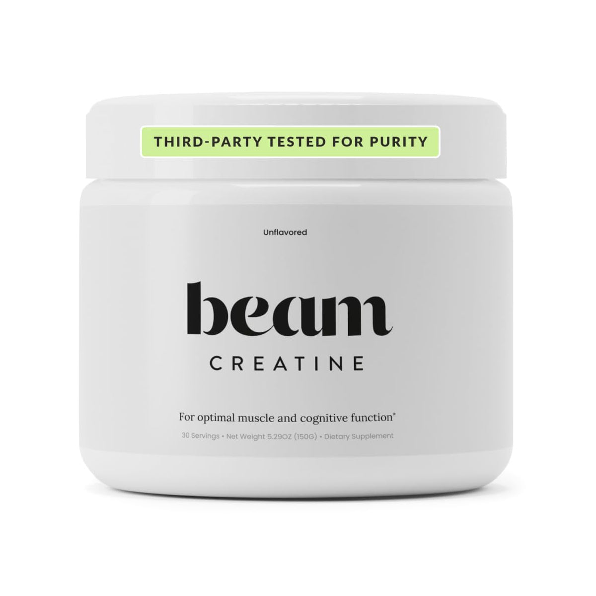BEAM Creatine Monohydrate Powder – 5g Micronized Creatine Monohydrate, Third Party Tested Creatine for Women & Men, Muscle Strength, Growth, Recovery & Cognitive Support, Unflavored, 30 Servings
