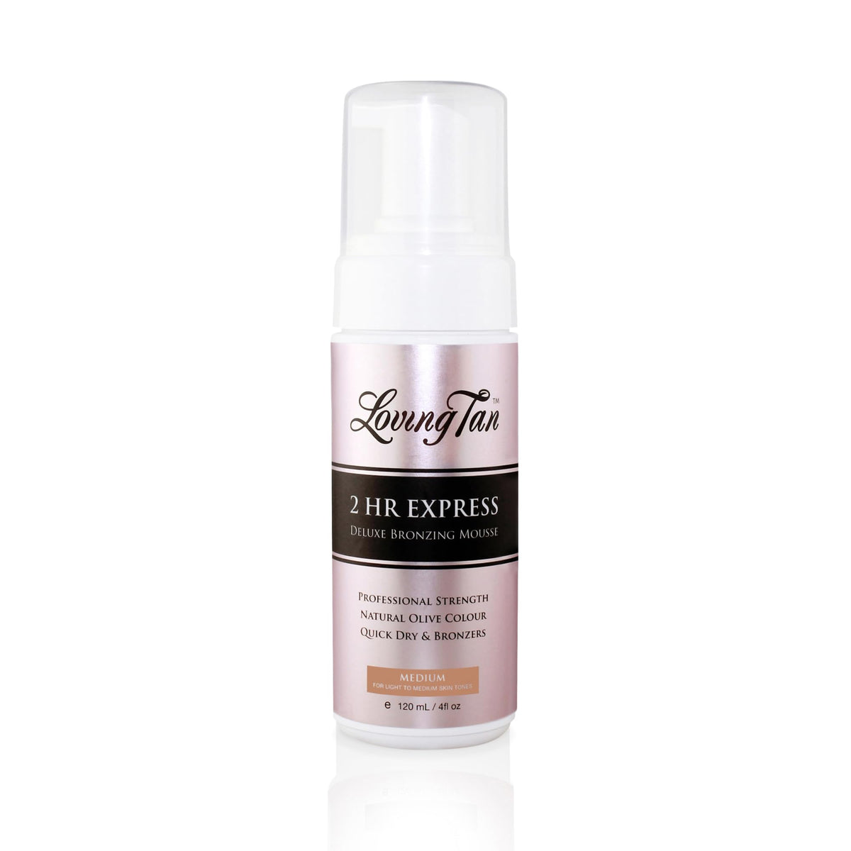 Loving Tan 2 HR Express Self Tanning Mousse, Medium - Streak Free, Natural, Professional Quality - 5+ Sunless Self Tanner Applications per Bottle