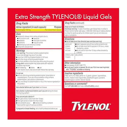 Tylenol Extra Strength Liquid Gels, Fast, Strong Pain Relief, Fever Reducer for Adults with 500 mg Acetaminophen, Fast-Acting Liquid Gel Capsules for Headaches & Minor Pain Relief, 75 Count TylenolBuy Supplements Australia