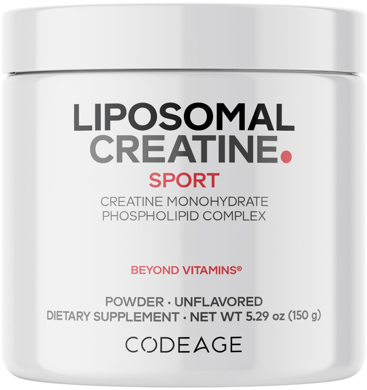 Codeage Liposomal Creatine Powder, 5000mg, Monohydrate, Unflavored, 90 SRV | Liposomal micronized creatine monohydrate, 5 g per serving, unflavored. Three-month supply. Non-GMO.