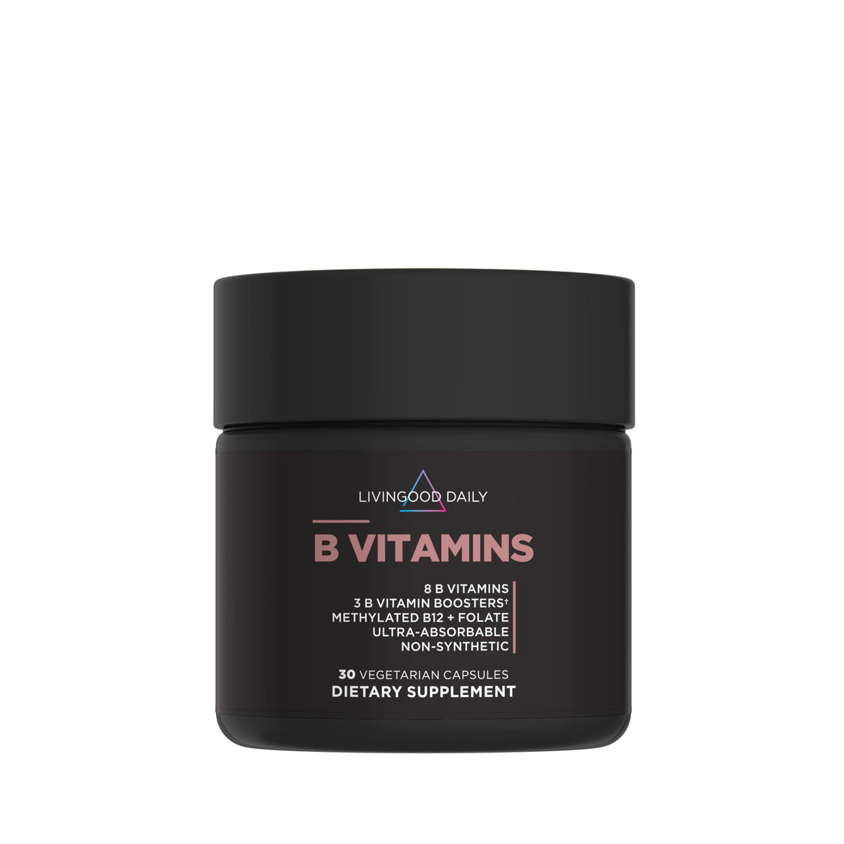 Livingood Daily Vitamin B Complex Capsules for Men and Women, Methylated B12 & Folate, 11 Active Forms Including B1 B2 B3 B5 B6 & Biotin, Gluten Free