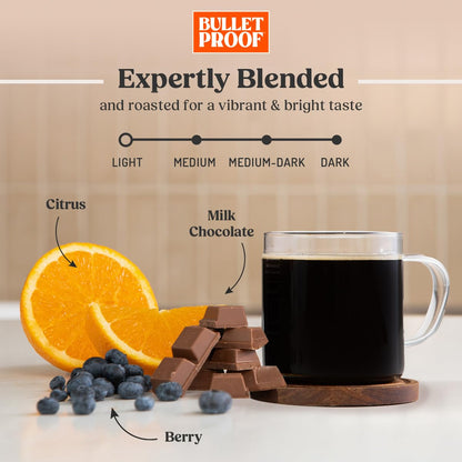 Bulletproof Original Medium Roast Whole Bean Coffee, 12 Ounces, Clean Coffee Tested for Toxins