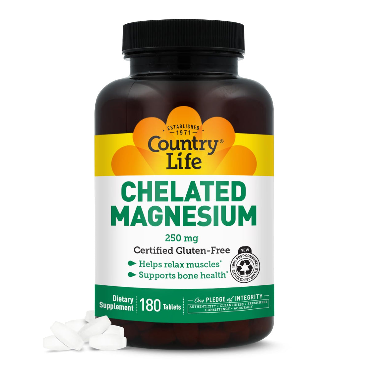 Country Life Chelated Magnesium 250 mg, 240 Tablets