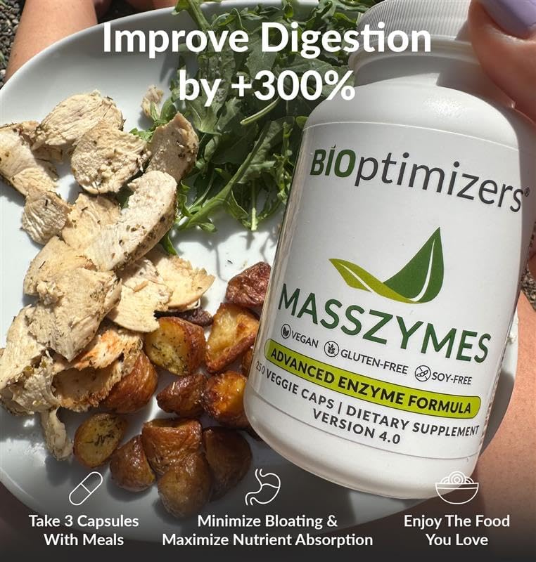 BiOptimizers Digestive Health Bundle – MassZymes Enzymes & Probiotic Breakthrough with Prebiotics – Max Nutrient Absorption, Gut & Immune Support – Energy, Recovery & Clarity – 60 Vegan Capsules