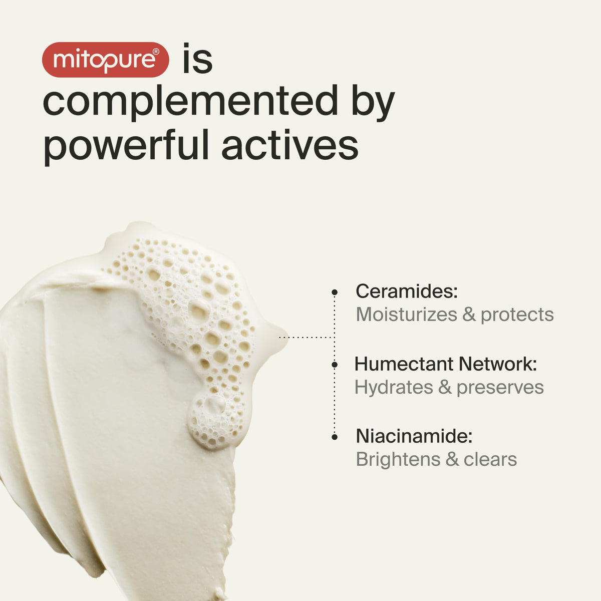 Timeline Mitopure Gentle Cleanser - Non-Drying & Calming Foaming Mousse with Ceramides to Remove Makeup & Strengthen Skin Barrier for All Skin Types - 3.38 Fl Oz