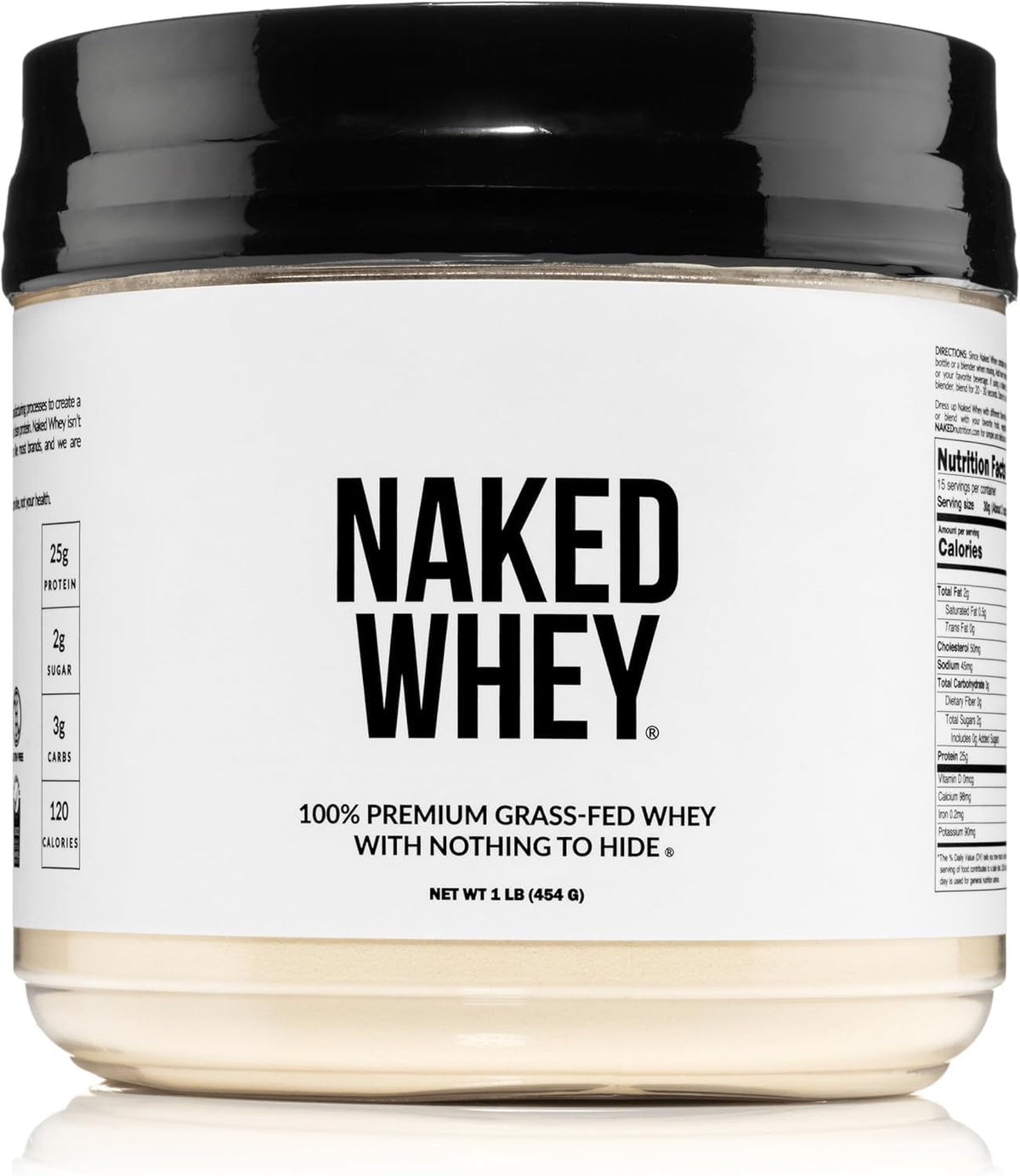 NAKED Whey 1Lb - Only 1 Ingredient, Grass Fed Whey Protein Powder, NSF Certified, Undenatured, No Gmos, No Soy, Gluten Free