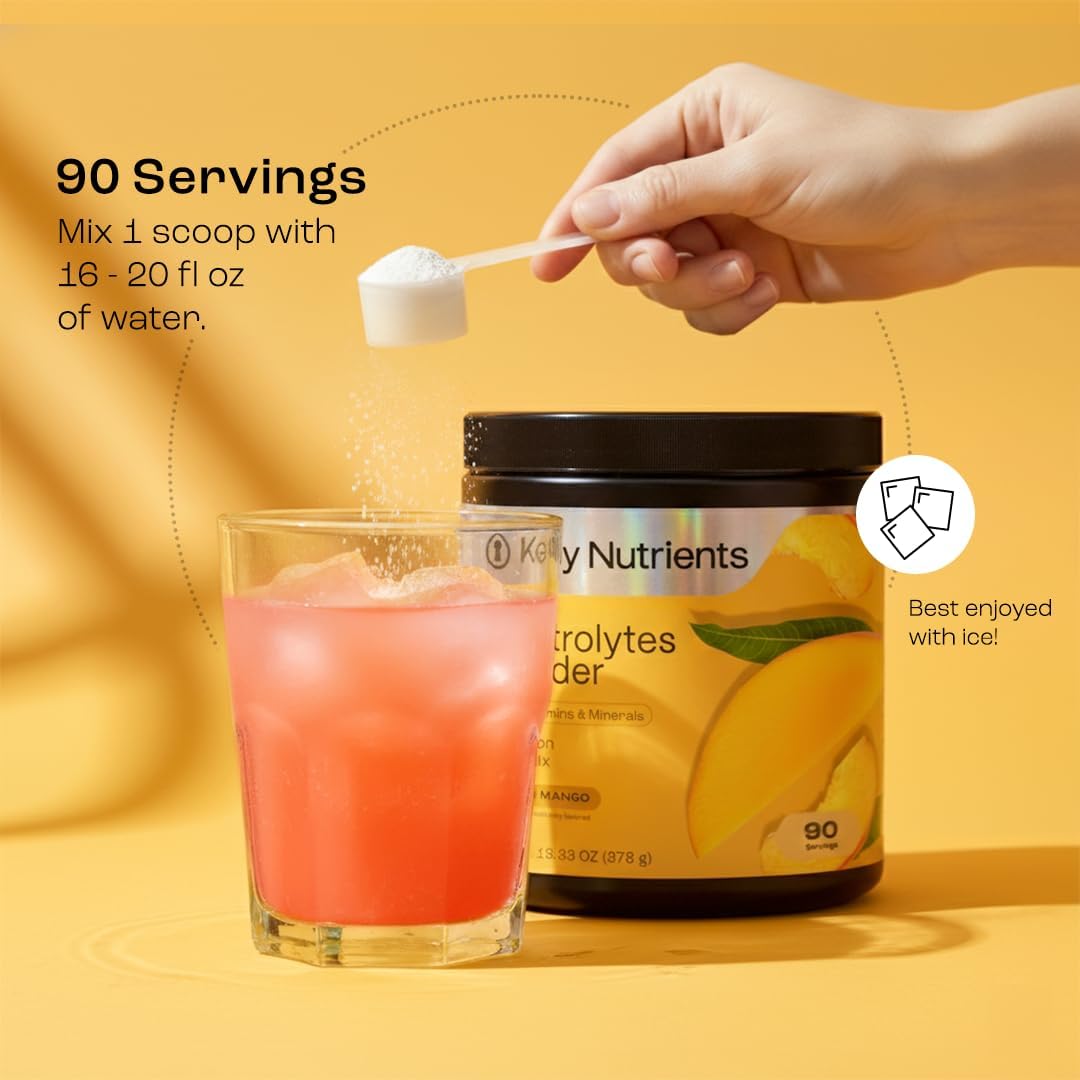 KEY NUTRIENTS Electrolytes Powder Bundle, Peach Mango 90 Servings + Gut Health Hydration Passionfruit Lemonade 16 Servings, Sugar Free Hydration Drink Mix with Vitamins, Minerals & Prebiotic Fiber