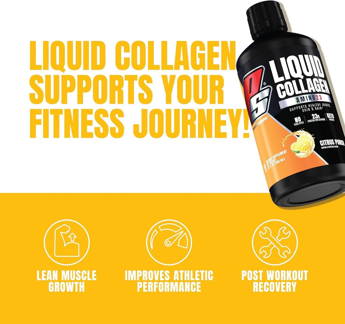 ProSupps L-Carnitine 3000 Stimulant Free Liquid Shots (Dragon Fruit) Amino23 Liquid Collagen Shots (Citrus Punch) Bundle