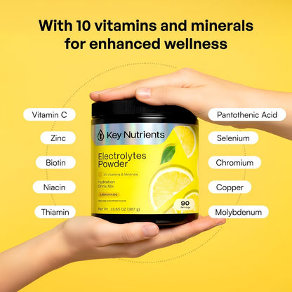 KEY NUTRIENTS Electrolytes Powder Bundle, Refreshing Lemonade 90 Servings Jar + Fresh Pink Lemonade 90 Servings Jar, Sugar Free Hydration Drink Mix with Vitamins & Minerals, No Calories