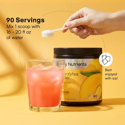 KEY NUTRIENTS Electrolytes Powder Bundle, Tropical Peach Mango 90 Servings Jar + Juicy Watermelon 20 Count Packets, Sugar Free Hydration Travel Drink Mix with Vitamins & Minerals, No Calories