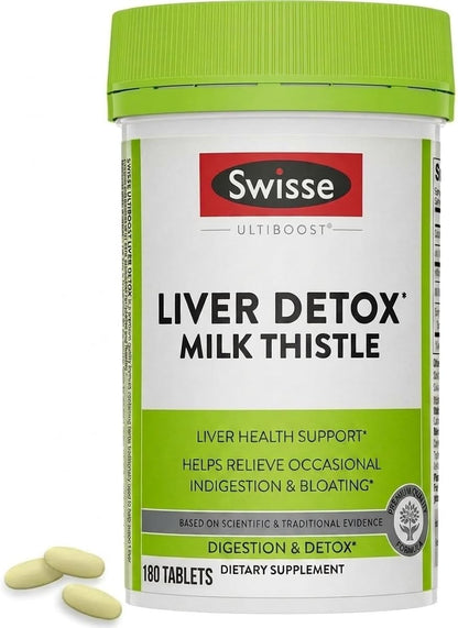 Swisse Liver Detox Milk Thistle & Grape Seed Extract Bundle – Liver Support, Antioxidant & Skin Health Supplement for Men & Women