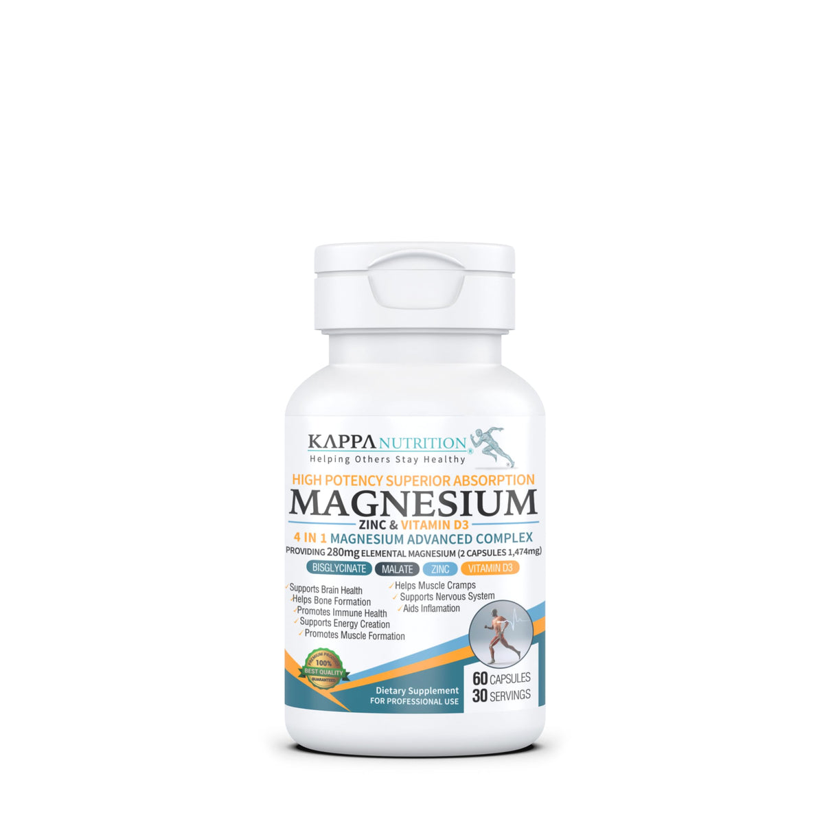 Kappa Nutrition magnesium supplement bottle on a white background