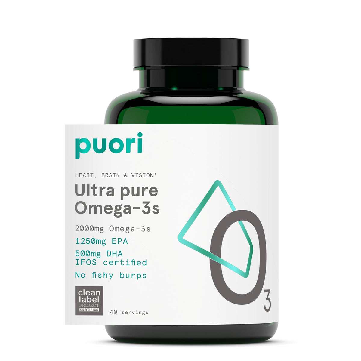 Puori Omega 3 Fish Oil Supplement - Ultra Pure & Burpless Wild Caught Fish Oil with 2000mg Omega 3 Fatty Acids,1250mg EPA & 500mg DHA Supports Heart, Brain & Eye Health - IFOS Certified - 120 Softgels PuoriBuy Supplements Australia
