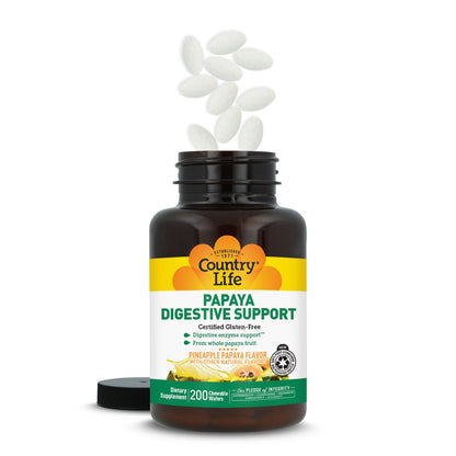 Country Life Papaya Digestive Support with Papain & Protease, 500 Wafers