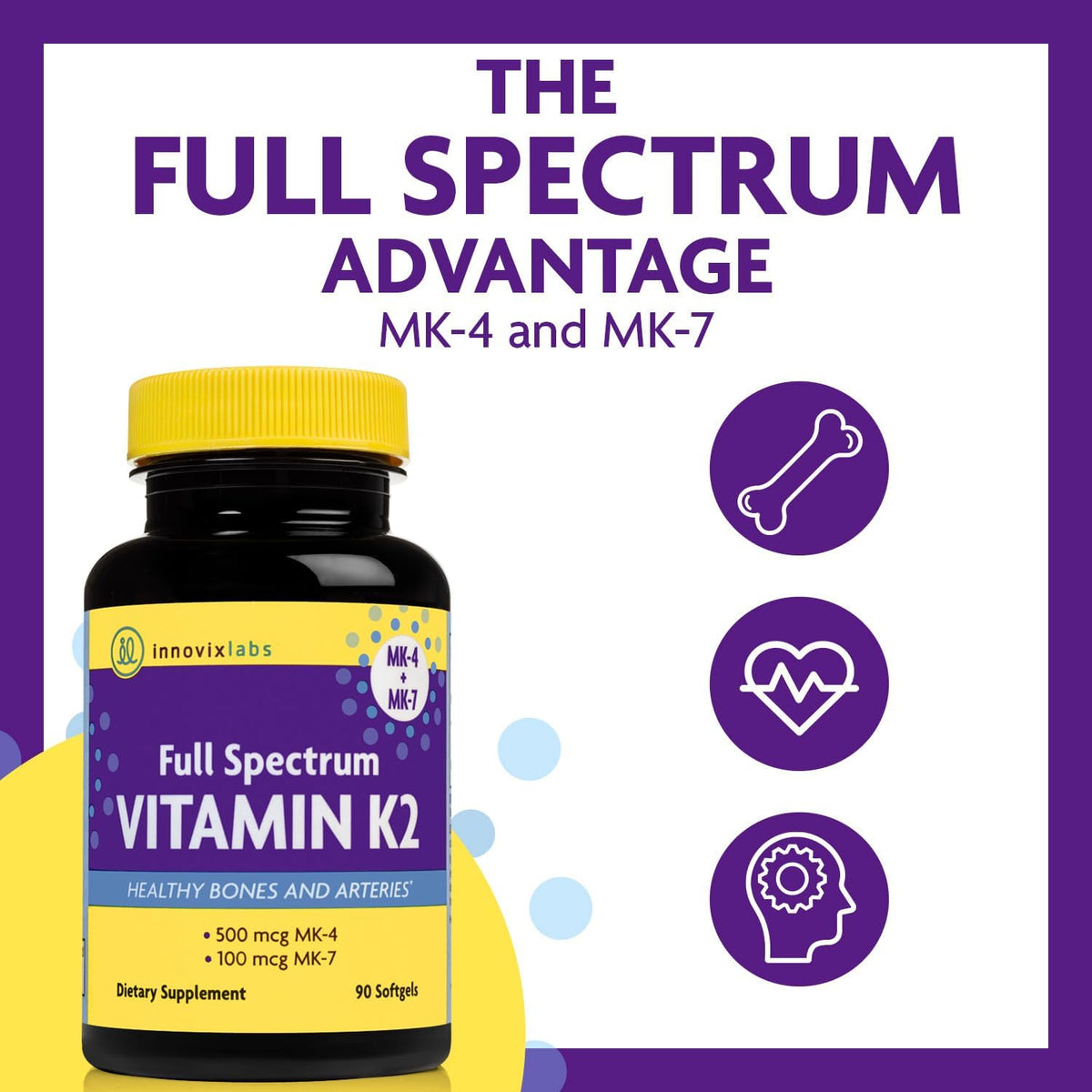 InnovixLabs Vitamin K2 & Magnesium Bundle Full Spectrum Vitamin K2 (90 softgels) Advanced Magnesium (150 Time-Release Capsules). Supports Healthy Bones & Arteries. *