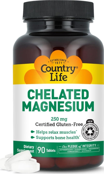 Country Life Chelated Magnesium 250 mg, 240 Tablets