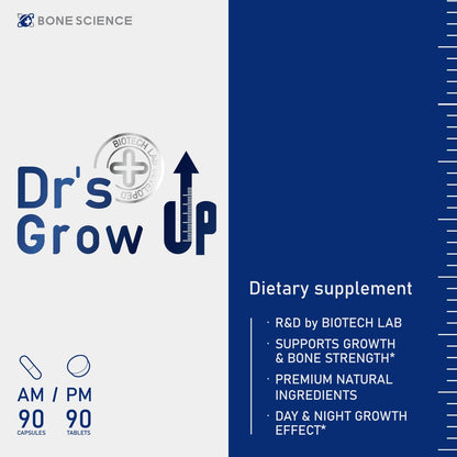 BONE SCIENCE Dr's Grow UP AM & PM Bone Support for Kids & Teens, D3 K2 MK-7