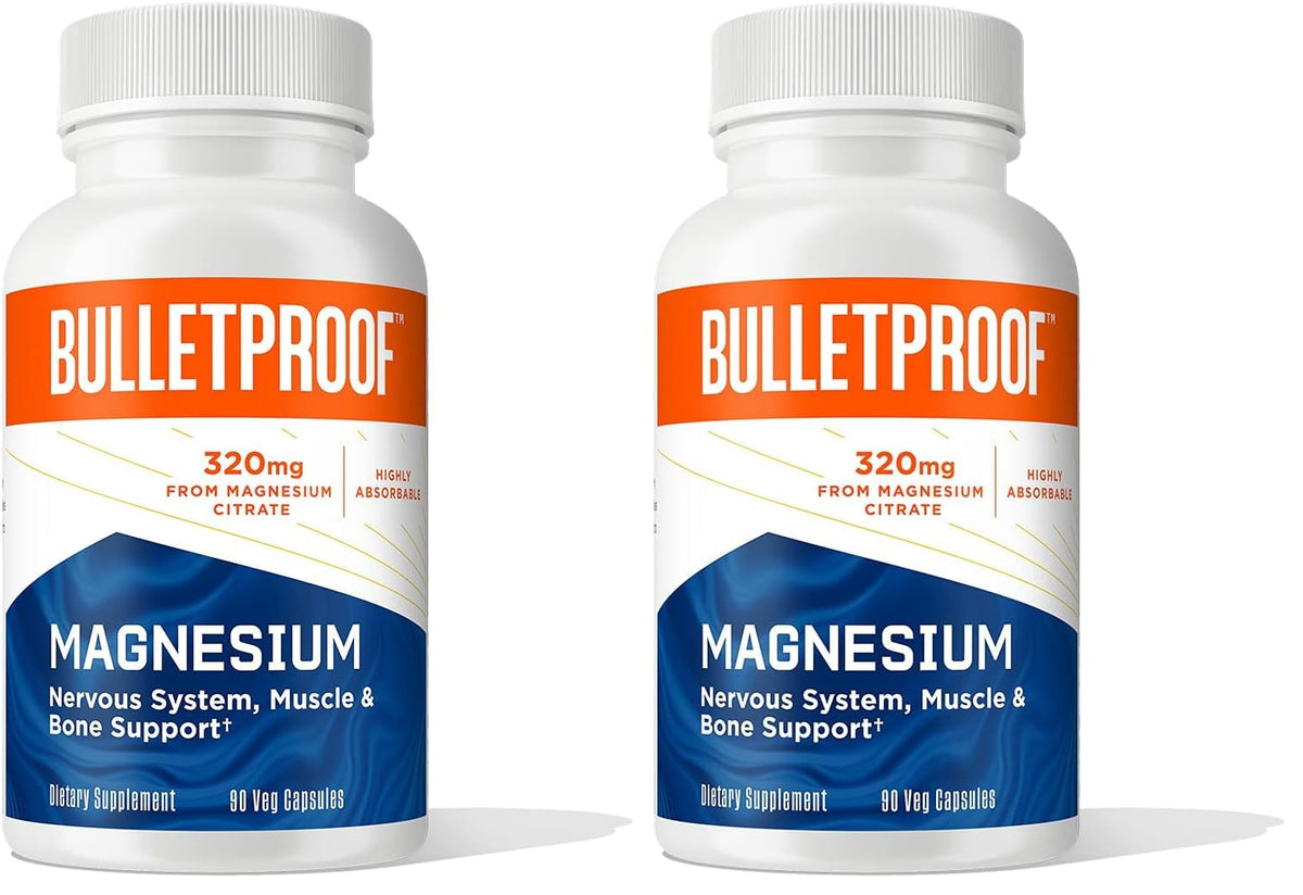 Bulletproof Magnesium Capsules, 90 Count, Supplement for Nervous System, Muscle and Bone Support