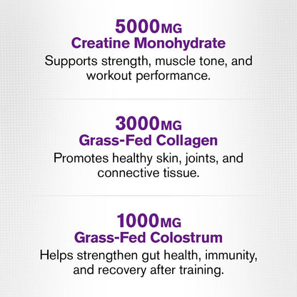 Jacked Factory Creatine for Women - Creatine Monohydrate with Collagen + Colostrum to Support Workout Performance, Lean Muscle Growth, Healthy Hair, Skin,