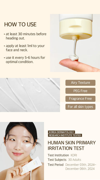 mixsoon Bean Sunscreen-Lightweight Airy Texture SPF 50 Korean Sunscreen for Face
