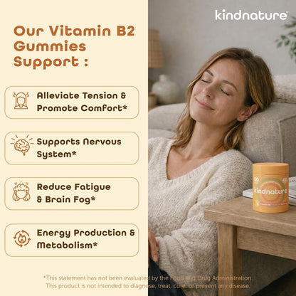 kindnature Vitamin B2 Gummies - Riboflavin 400mg Supplement for Kids & Adults - Non-GMO, Soy & Gluten-Free, Vegan Chewable Gummies (30 Day Supply) (2)