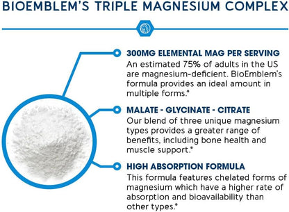 BioEmblem Triple Magnesium Complex & Probiotics for Women & Men
