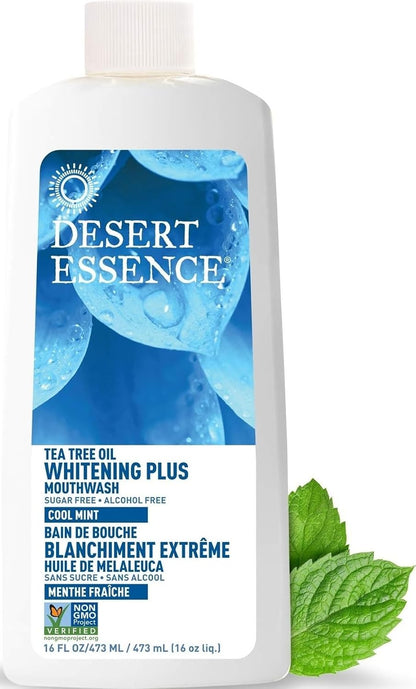 Desert Essence Mouthwash, Tea Tree Whitening Mint, 16 Fluid Ounce