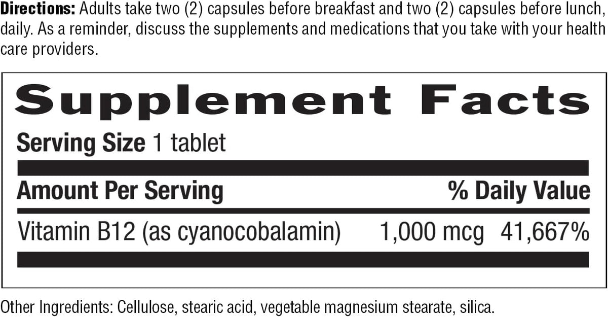 Country Life Vitamin B12 1,000 mcg, Vegan Energy Support, 60 Tablets