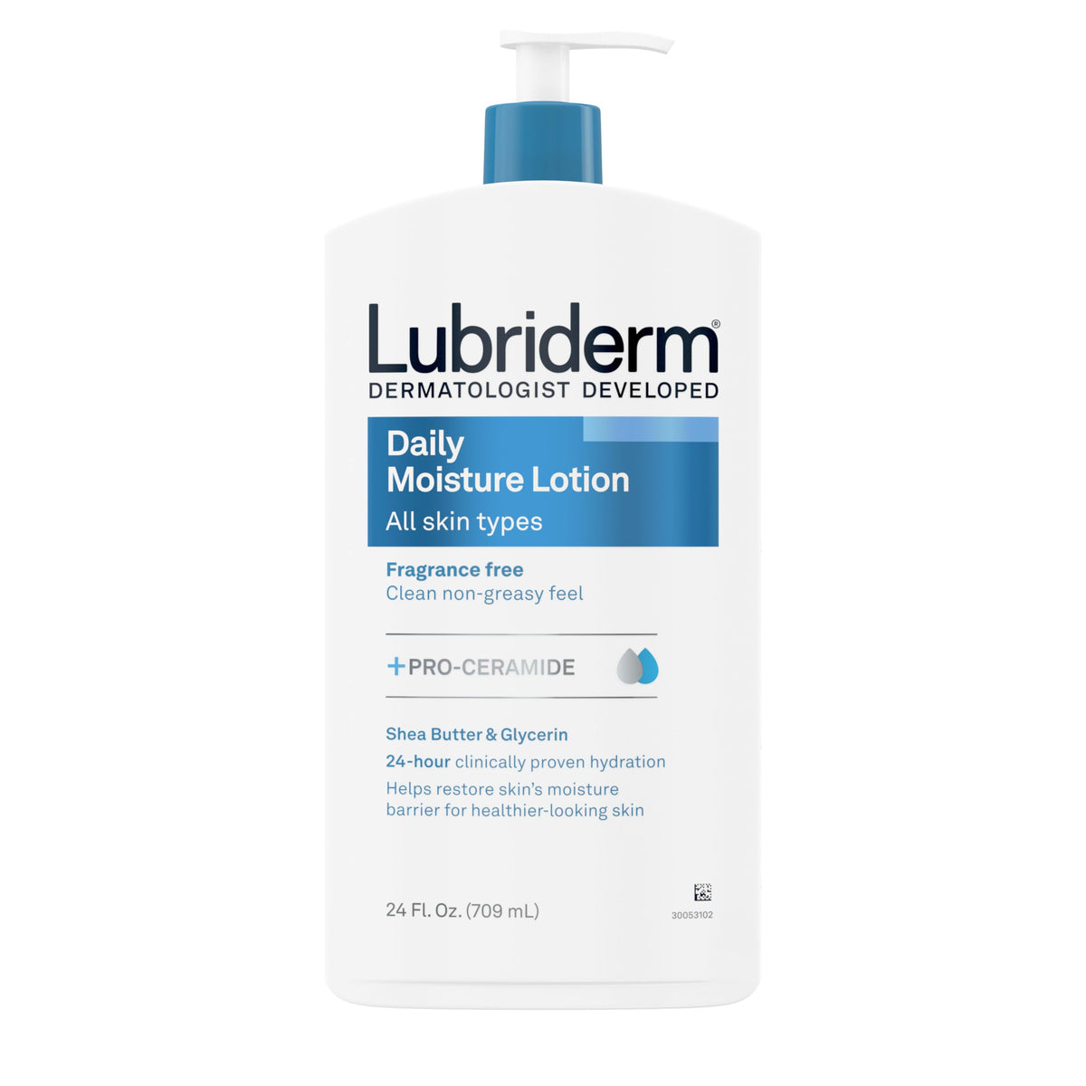 Lubriderm Fragrance Free Daily Moisture Lotion + Pro-Ceramide, Shea Butter & Glycerin