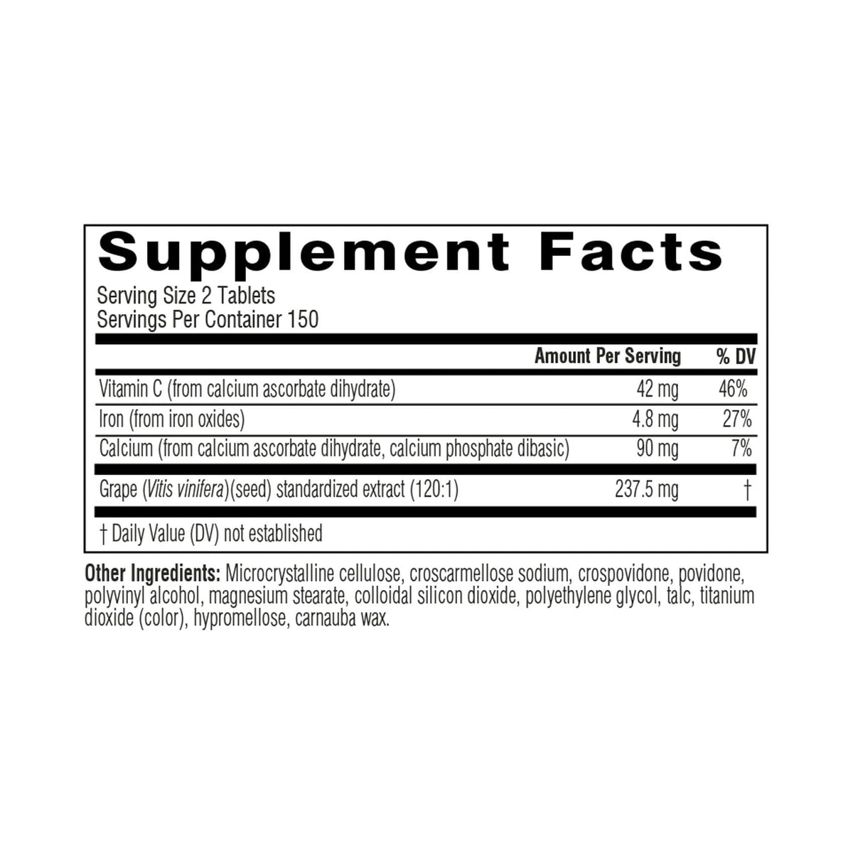 Swisse Grape Seed Extract Capsules | Grapeseed Extract Antioxidant Supplement |with Vitamin C for Skin & Collagen Support | 5 Month Supply