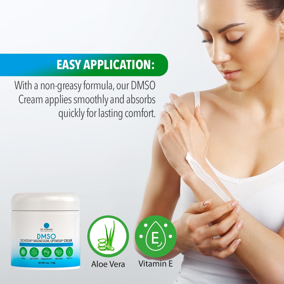 Dr. Robaina DMSO Cream - 99.9% Pure DMSO Pharmaceutical Grade | Formula with Zechstein Magnesium, Arnica, Aloe Vera, Vitamin E - 4 oz Dr. Robaina buy supplements Au