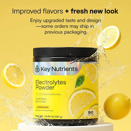 KEY NUTRIENTS Electrolytes Powder Bundle, Refreshing Lemonade 90 Servings Jar + Watermelon 90 Servings Jar, Sugar Free Hydration Drink Mix with Vitamins & Minerals, No Calories