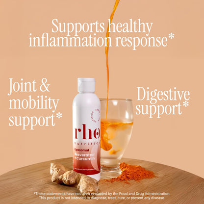 Rho Nutrition Liposomal Curcumin + Resveratrol (1 Pack) – Ultra High Absorption Liquid Curcumin Supplement – Promotes Joint Comfort, Mobility, Cellular Health and Overall Well-Being Rho NutritionBuy Supplements Australia