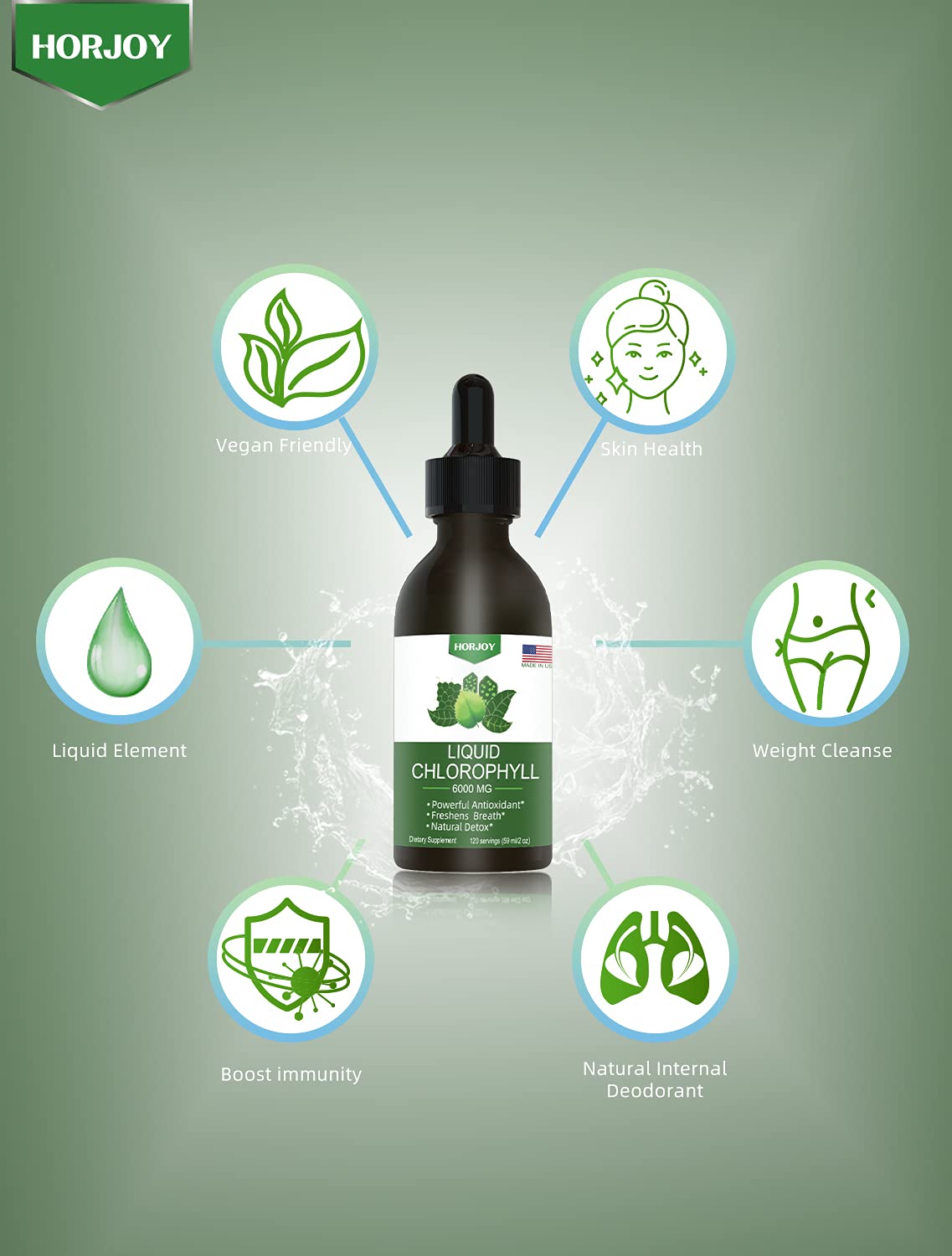 Chlorophyll Liquid Drops - 100% Natural Energy Booster and Immune Support - Internal Deodorant and Detox - Altitude Sickness Relief - Fast Absorption