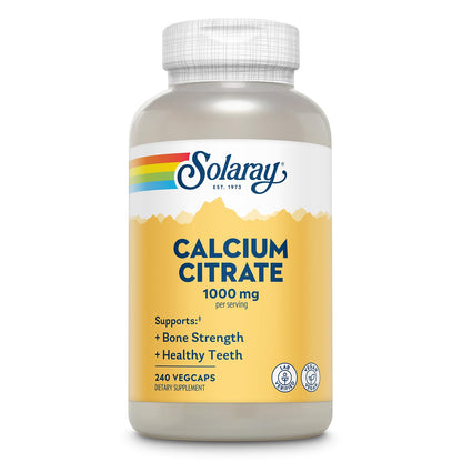 Solaray Calcium Citrate 1000mg - Chelated Calcium Supplement - Supports Bone Strength and Healthy Teeth - Easy to Digest - Vegan - 68 Servings, 275 VegCaps