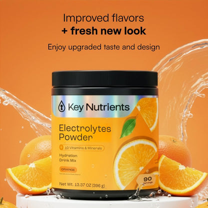 KEY NUTRIENTS Electrolytes Powder Bundle, Juicy Watermelon 90 Servings Jar + Tangy Orange 90 Servings Jar, Sugar Free Hydration Drink Mix with Vitamins & Minerals, No Calories