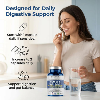 4-in-1 Gut Health Support – Prebiotics + Probiotics + Postbiotics + Digestive Enzymes – DE111 Spore Probiotic for Digestive Support & Bloating